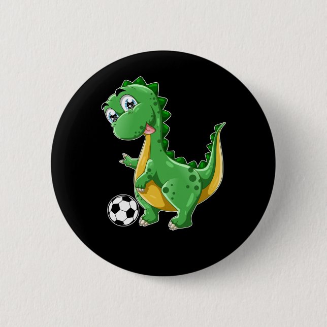 Dinosaurier spielt Soccer Dino Sports Button (Vorderseite)