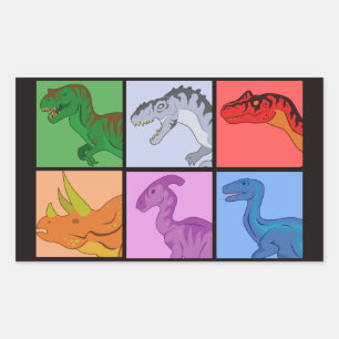Dinosaurier Squares Rechteckiger Aufkleber