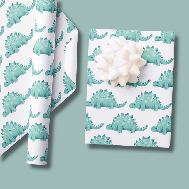 Dinosaurier Stegosaurus Kindergeburtstag Geschenkpapier (Dinosaur boys birthday wrapping paper rolls.  Matching items available.)