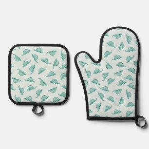 Dinosaurier Stegosaurus-Muster Ofenhandschuh & Topflappen-Set
