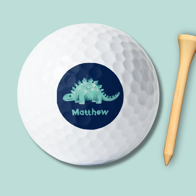 Dinosaurier Stegosaurus Vorname Golfball (Dinosaur personalized golf ball with stegosaurus illustration)