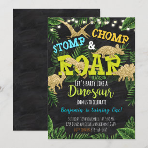 Dinosaurier Stomp & Chomp Einladung zum Geburtstag
