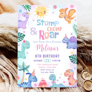 Dinosaurier Stomp, Chomp & Roar Einladung zum Gebu