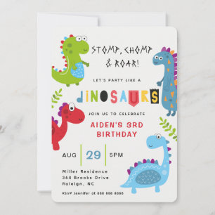 Dinosaurier Stomp Chomp Roar Kindergeburtstag Einl Einladung