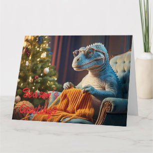 Dinosaurier Stricken Frohe Weihnachten Karte