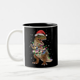 Dinosaurier T-Rex Baum Weihnachtspullover Xmas Din Zweifarbige Tasse