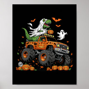 Dinosaurier T-Rex fährt Monstertruck Halloween Män Poster