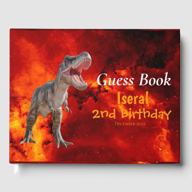 Dinosaurier T Rex Fire Jurassic World Gästebuch (Vorderseite)