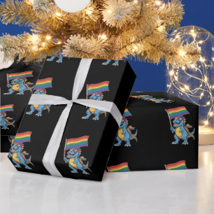 Dinosaurier T Rex Gay Pride LGBTQ Ally Rainbow Fla Geschenkpapier