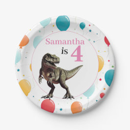 Dinosaurier T Rex Geburtstag Pink Pappteller