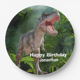 Dinosaurier T Rex Jungle Jurassic World im Hinterg Pappteller