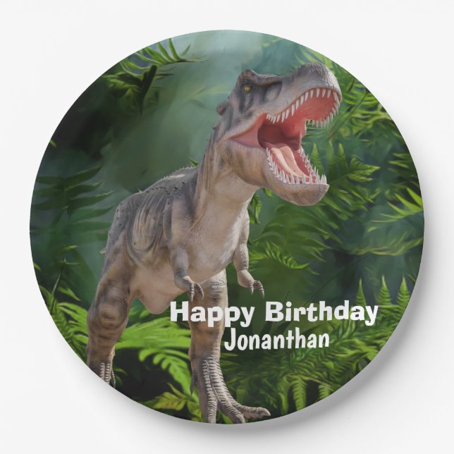 Dinosaurier T Rex Jungle Jurassic World im Hinterg Pappteller (Vorderseite)