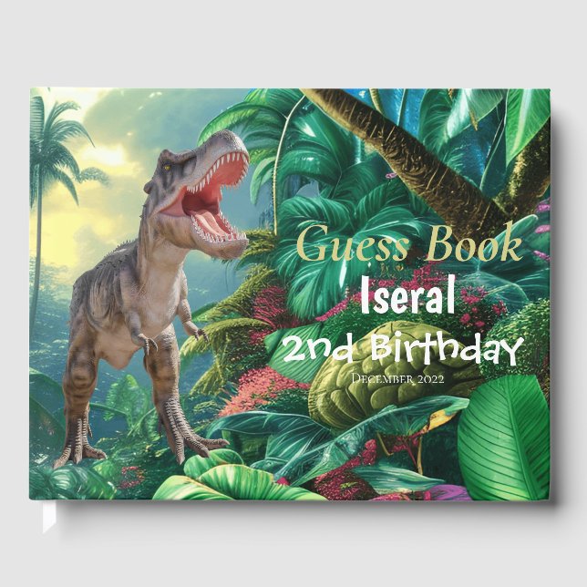 Dinosaurier T Rex Kids Jurassic World Gästebuch (Vorderseite)