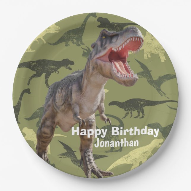 Dinosaurier T Rex Muster Jurassic World Pappteller (Vorderseite)