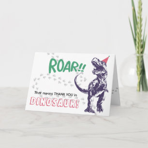 Dinosaurier T-Rex Partyhut Rosa & Lila Danke Karte