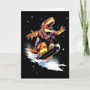 Dinosaurier T-Rex Snowboard Snowboard Snowboarder  Karte
