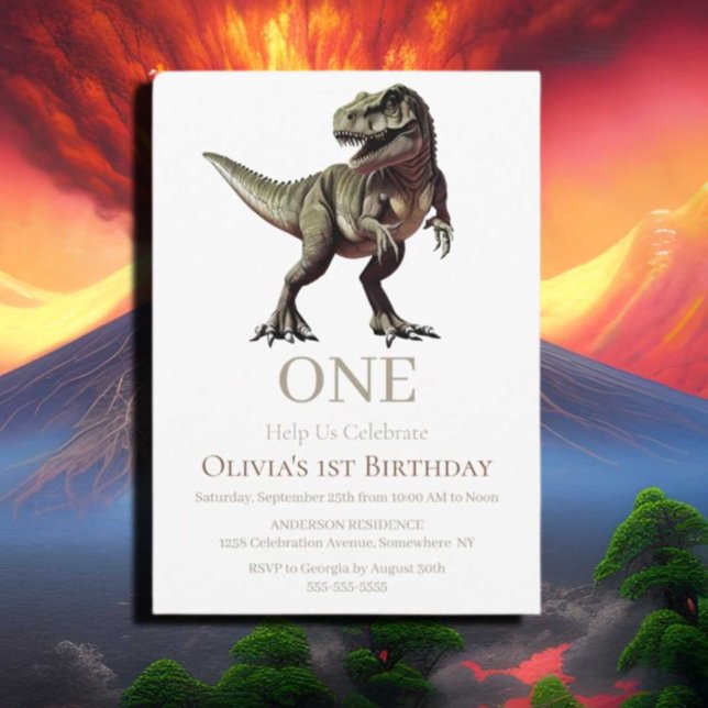 Dinosaurier-Thema 1. Geburtstag Einladung (If you have any questions or need assistance with anything, feel free to reach out. We're thrilled t)