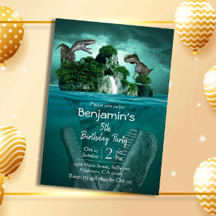 Dinosaurier Thema einfach modern 5. Geburtstag Einladung