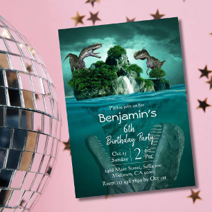 Dinosaurier Thema einfach modern 6. Geburtstag Einladung