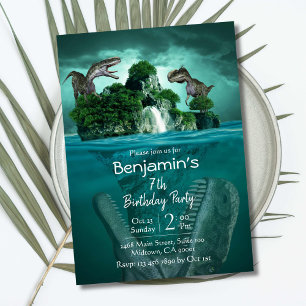 Dinosaurier Thema einfach modern 7. Geburtstag Einladung