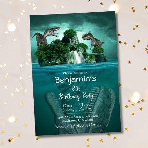 Dinosaurier Thema einfach modern 8. Geburtstag Einladung