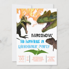 Dinosaurier Thema Geburtstagsparty T-rex Flammen Einladung