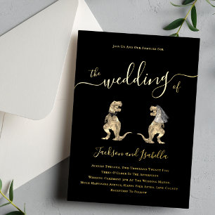Dinosaurier Thema Hochzeit Schwarz und Gold Folieneinladung