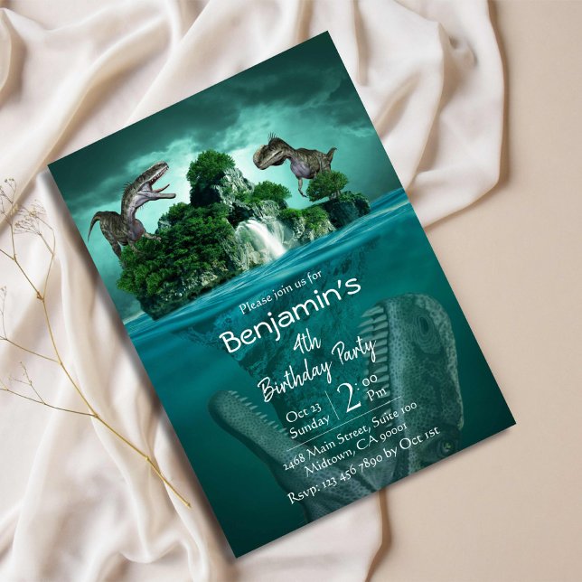Dinosaurier Thema modern 4. Geburtstag Einladung (Von Creator hochgeladen)