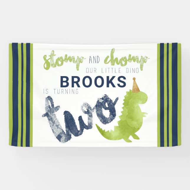 Dinosaurier Thema Unser kleines Dino Blue Green Go Banner (Horizontal)