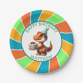 Dinosaurier thematisierte Kindergeburtsparty Perso Pappteller