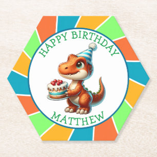 Dinosaurier thematisierte Kindergeburtsparty Perso Untersetzer