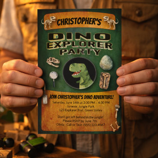 Dinosaurier-Themen-Geburtstagsfeier Einladung