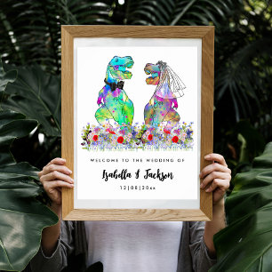 Dinosaurier-Themen-Hochzeitsbegrüßung Poster