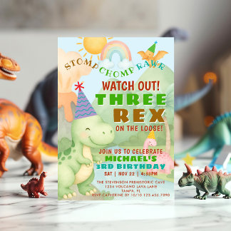 Dinosaurier-Themen-Party zum dritten Geburtstag, d Einladung