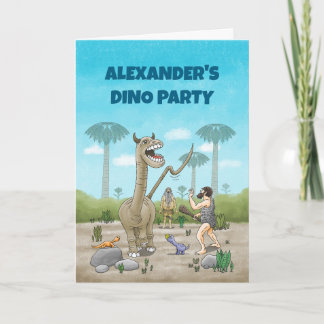 Dinosaurier treffen auf die Steinzeit Einladung