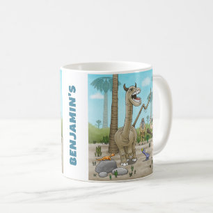 Dinosaurier treffen auf die Steinzeit Kaffeetasse