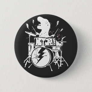 Dinosaurier Trommeln Musik spielender T-Rex Rundbu Button