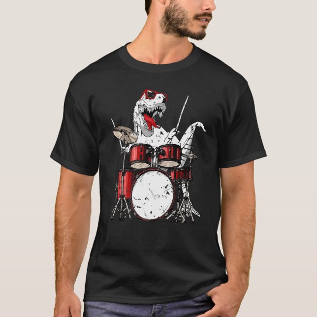 Dinosaurier Trommeln Rex Dino Bo T-Shirt (Vorderseite)