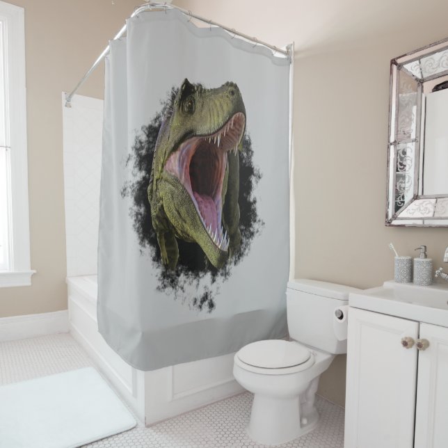 Dinosaurier Tyrannosaurus in Hole Jurassic Duschvorhang (Beispiel)