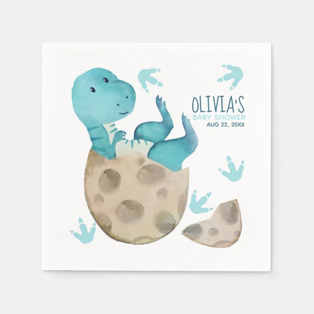 Dinosaurier Tyrannosaurus Rex Boy Baby Shower Serviette (Vorderseite)