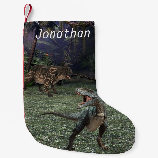 Dinosaurier Tyrannosaurus T-rex Jungle Kleiner Weihnachtsstrumpf (Vorderseite)