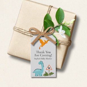 Dinosaurier Überquerung Fußabdruck Baby Shower Geschenkanhänger