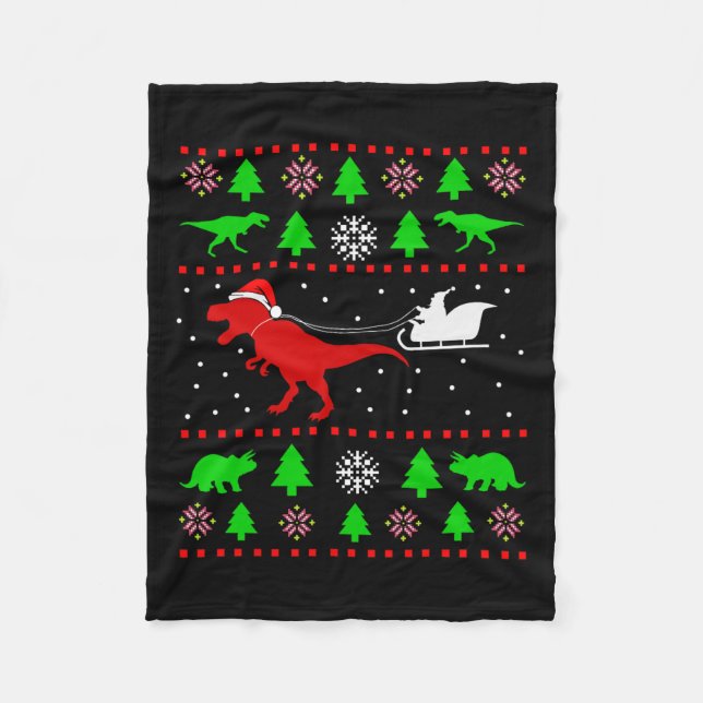 Dinosaurier Ugly Weihnachten für Erwachsene Kinder Fleecedecke (Vorderseite)