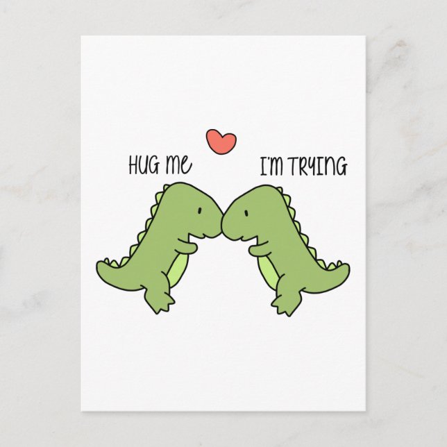 Dinosaurier umarmt postkarte (Vorderseite)