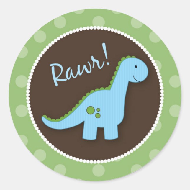 Dinosaurier-Umschlag Aufkleber, Kinderduschfavorit Runder Aufkleber (Vorderseite)