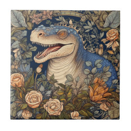 Dinosaurier und Blume Jugendstil Fliese