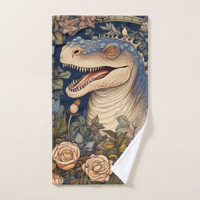 Dinosaurier und Blume Jugendstil Handtuch (Handtuch)