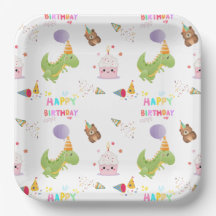 Dinosaurier und Cupcake Happy Birthday Design