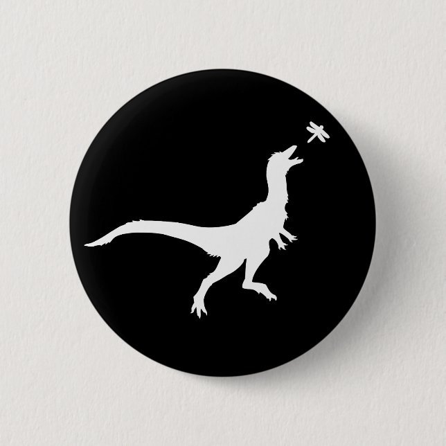 Dinosaurier- und Libellen-Knopf Button (Vorderseite)