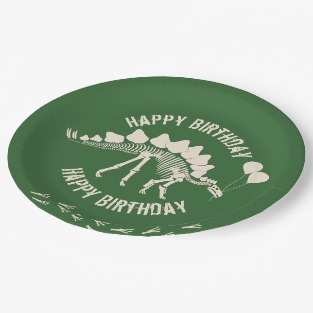 Dinosaurier und Party Balloons Pappteller (Schrägansicht)